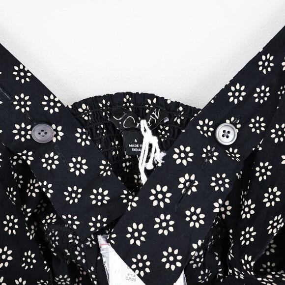 J.Crew Squareneck Cotton Poplin Midi Dress Block Print Black 6 NWT BROKEN ZIPPER - Picture 5 of 11